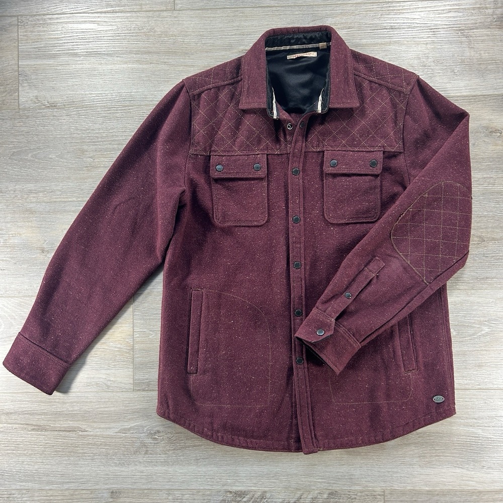 VTG Jeremiah Medium Patton Nep Melton Speckled Burgundy Shacket‎ Wool Silk Blend